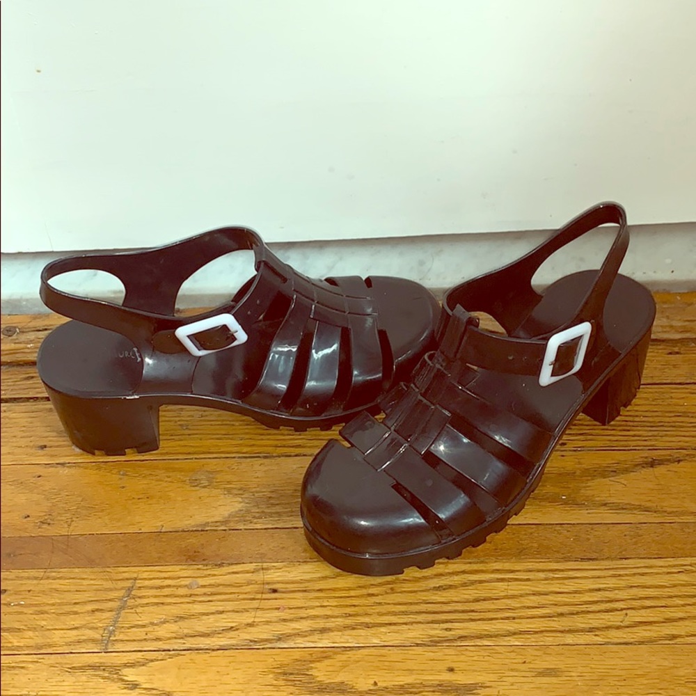 Gummy Black Chunky Goth Heels